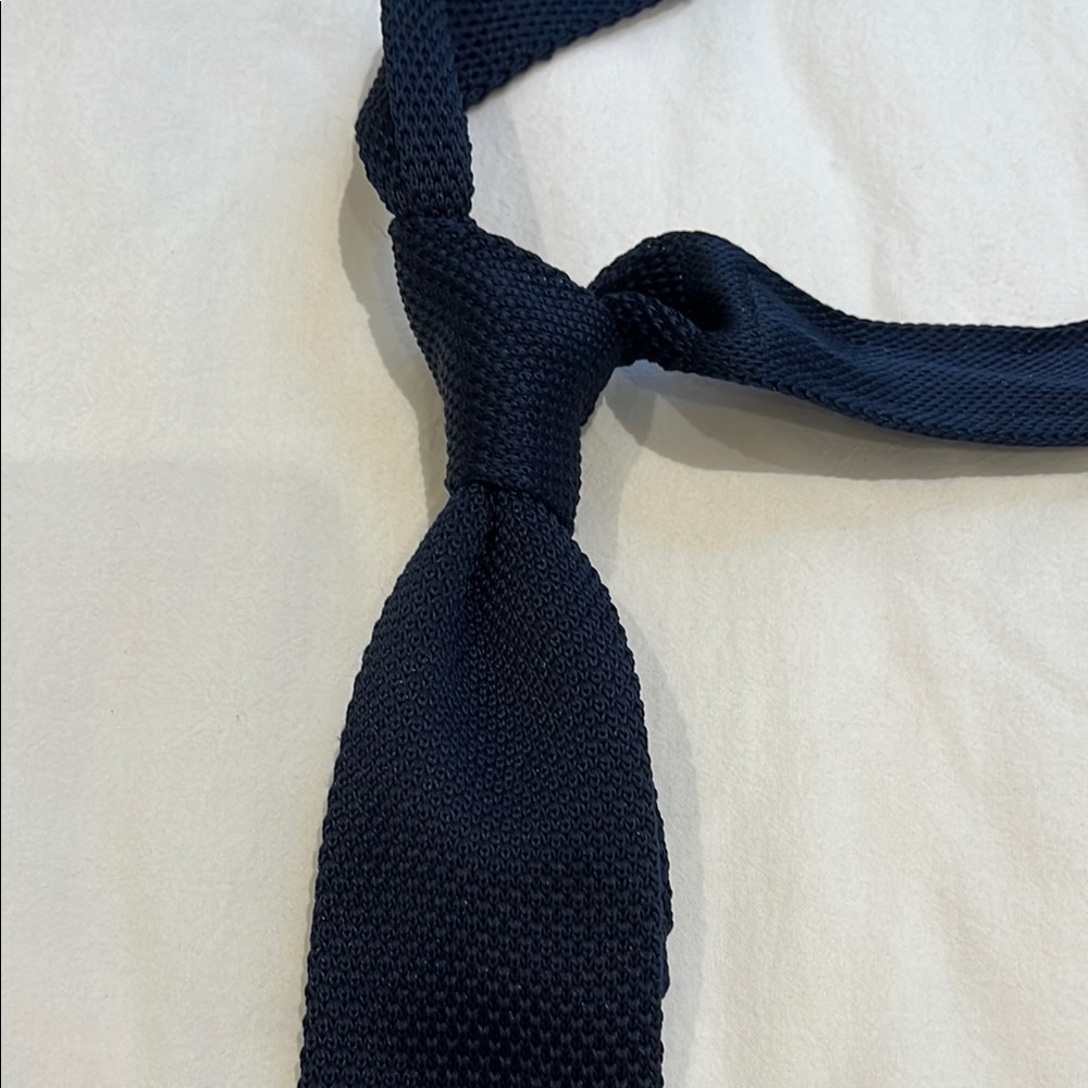Vintage Navy Blue Skinny Knit Tie